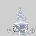 Shiny Spiral Christmas Tree Decoration With Merry Christmas Text And Snowflake Designs