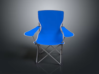 Blue Portable Folding Leisure Chair With Metal Frame For Outdoor Activities 3d model