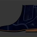 Dark Blue Leather Boots with Blue Stitching Brown Sole and Sleek Modern Design