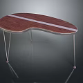 Sleek Modern Curved Dining Table With Wooden Tabletop And Slim Metal Legs Design