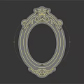 Elegant Oval Picture Frame With Yellow Neon Lines And Intricate Patterns On Dark Blue Background