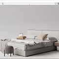 Modern Double Bed Interior With Upholstered Headboard Bedside Tables And Decorative Pillows 3d model