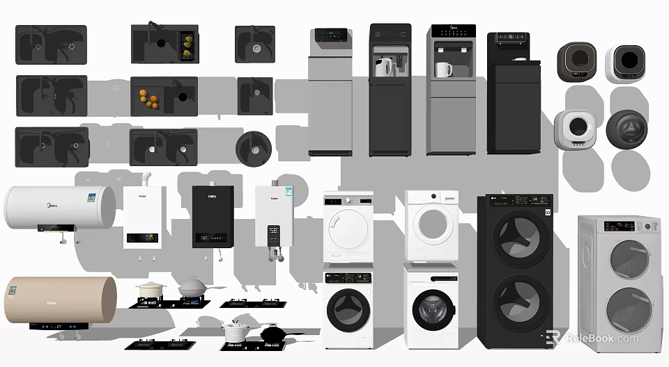 Various Modern Kitchen Appliances For Home Use With Stylish Design And Efficient Functions 3d model