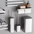 Modern Bathroom Accessories With Sleek Metal Storage Shelves Towel Racks And Tissue Holders