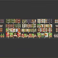 Multi Tiered Supermarket Shelves Neatly Arranged With Various Colorful Products