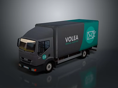 VOLEA Logistics Delivery Truck With Green And Gray Body And Envelope Logo 3d model