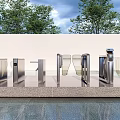 Public Facilities Various Stainless Steel Entry Turnstiles For Outdoor Public Area With Trees