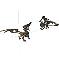 Two Detailed Dragon Figurines With Extended Wings And Metallic Design Elements