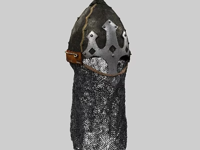 Medieval Chainmail Shirt With Leather Straps And Decorative Metal Rivets For Historical Costume 3d model