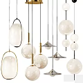Modern Pendant Lights With Various Shapes White Glass Shades And Metal Frames