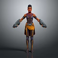 Vibrant Tribal Game Movie Character With Yellow Apron And Armored Gloves Design
