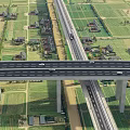 Railway high-speed rail viaduct highway infrastructure construction site cross-railway expressway interchange overpass approach bridge ramp expressway 3d model