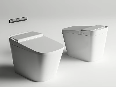 Two White Modern Toilets With Sleek Design In Minimalist Bathroom 3d model
