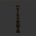 Antique Carved Multi-layered Wooden Candle Holder Pillar Design