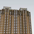 Modern High Rise Residential Building With Brown Facade And Multiple Windows 3d model