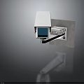 Wall Mounted White Security Camera With Protective Enclosure And Lens Cover 3d model