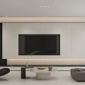 Modern Living and Dining Room Interior With Sofa TV Coffee Table and Wall Lighting 3d model