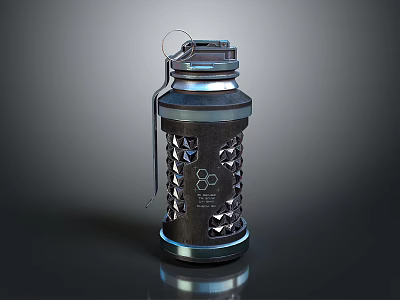 Metal Hand Grenade Weapon With Safety Pin And Textured Metal Casing 3d model