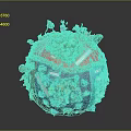 Colorful Sphere Artwork Featuring Grass Trees Marine Life And Small Animals