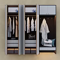 Modern Wardrobe Interior With Hanging Shirts Robes Drawers And Built in Lighting