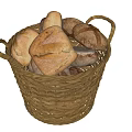Freshly Baked Bread Loaves in Wicker Basket for Daily Breakfast Table