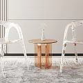 Modern Transparent Chairs And Round Copper Base Table With Vase Plant On Gray Carpet