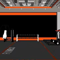 Modern Fitness Gym Interior With Orange Gray Color Scheme Equipment And Floor Fitness Lettering