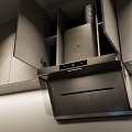 Modern Kitchen Appliances Featuring Stainless Steel Range Hood And Gas Stove On Countertop