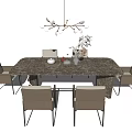 Modern Dining Table and Chair Combination Dining Table and Chair Dining Table and Chair Combination Art Chandelier 3d model