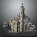 Historic Stone Building With Green Dome Tower And Multiple Architectural Roofs Design