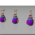 Shiny Teardrop Earrings With Purple Pink Gradient And Golden Decorative Rings
