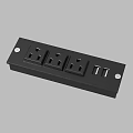 Black Electrical Power Strip With Three AC Outlets And Two USB Ports 3d model