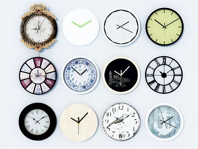 Clocks in Multiple Styles with Unique Designs for Home Wall Decor 3d model