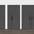 Modern Dark Textured Security Doors With Black Handles And Sturdy Design 3d model