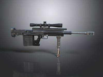 Modern Tactical Sniper Rifle With Telescopic Sight Magazine And Bipod 3d model