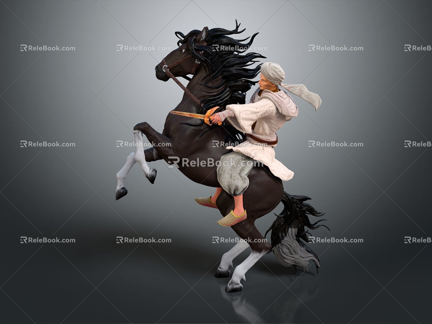 Modern Game Character Big Horse Knight 3d model