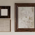 Wall Decor Featuring Wooden Frames Abstract Painting And Woven Texture Art