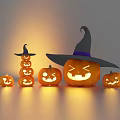 Halloween Photo Spot With Lit Pumpkin Lanterns And Witch Hat Decoration