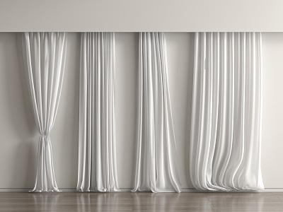 modern curtain gauze curtain pleated curtain 3d model