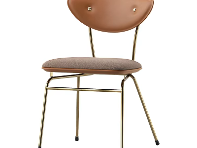 Modern Brown Dining Chair With Padded Seat And Metal Frame Minimalist Design 3d model