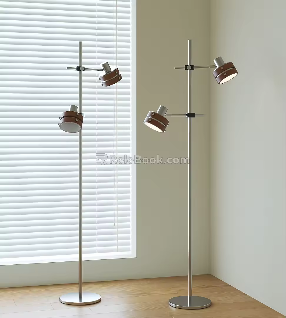 Middle ancient style metal floor lamp 3d model