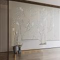 Wooden Blinds With Floral Pattern In Modern Interior Wooden Floor And Vase Decoration