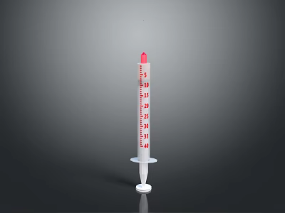 Medical Syringe With Clear Barrel Red Plunger And Measurement Markings On Black Background 3d model