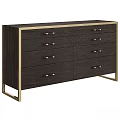 Elegant Modern Dark Wood Dresser With Gold Handles And Metal Frame Design