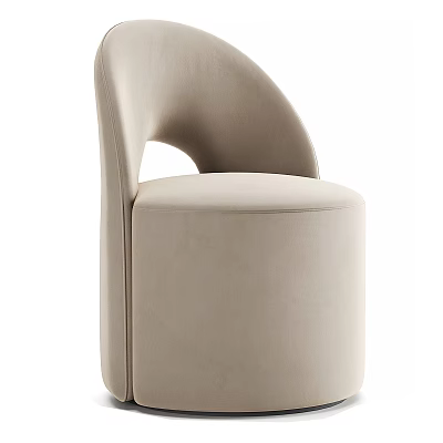 Modern Beige Single Sofa With Curved Back And Round Seat For Living Room 3d model