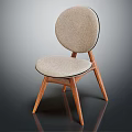 Modern Minimalist Leisure Chair With Round Backrest Light Beige Fabric And Wooden Frame