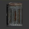 Rusty Metal Trash Can With Lid And Handle For Daily Home Use
