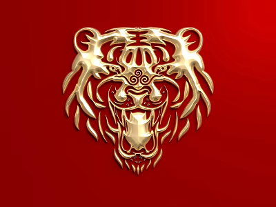 Modern Poster Year of the Tiger Poster Background 3d model