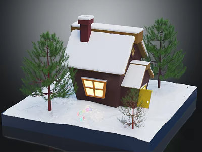 Modern Cartoon Building Snow Cabin Cartoon Building Cartoon House Cartoon Building 3d model