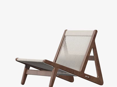 Minimalist Modern Accent Chair Featuring Wooden Frame Woven Backrest And Comfortable Upholstered Seat 3d model